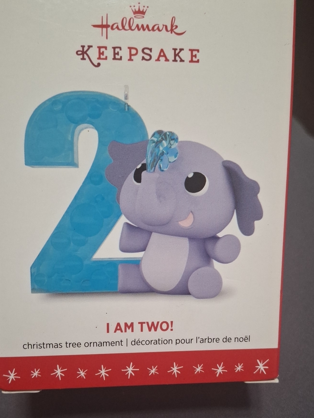 Hallmark Keepsake Purple Elephant with Blue Number 2 Keepsake Ornament "I AM TWO